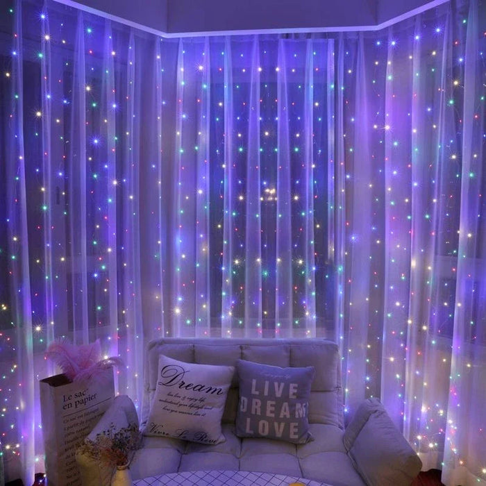 6M/3M LED Curtain Fairy Lights,8 Lighting Modes,Outdoor/Indoor Decoration for Christmas Wedding Party,Garden,Living Room,Bedroom
