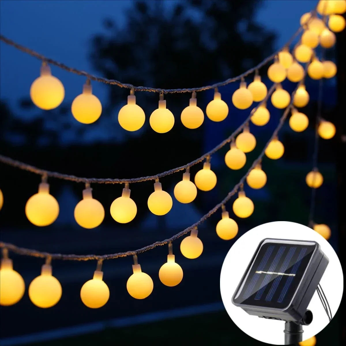 20/50/100LED Solar Outdoor String Lights Round Ball Solar Globe Lights for Garden Patio Holiday Party Christmas Decoration