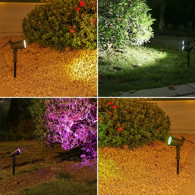 9 LED Solar Spotlights Outdoor IP65 Waterproof Brightness Adjustable Spot Light Garden Backyard Driveway Patio Decor Lamp