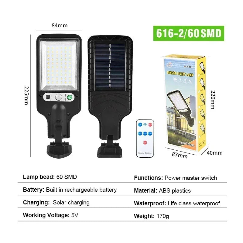 Solar Street Lights Outdoor 108COB LED Solar Wall Lamp With 3 Lighting Mode Motion Sensor Security for Garden Patio Path Yard