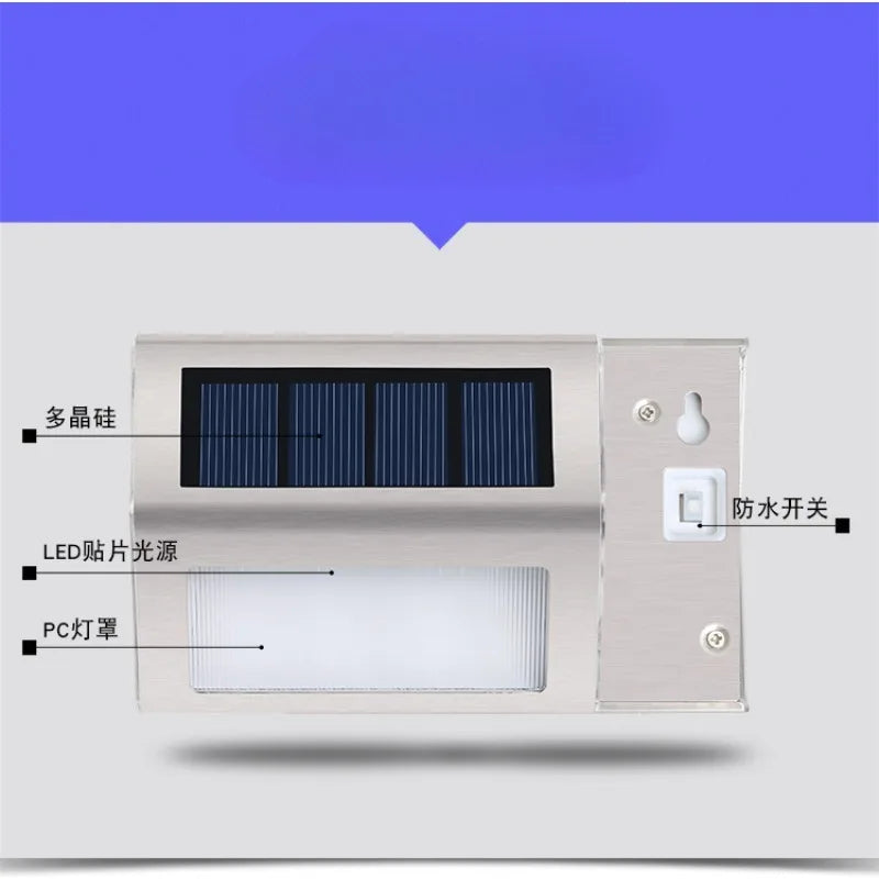 Solar Step Lights Solar Fence Lights Outdoor LED Stainless Steel Wall Lamps Deck Lights For Stair Fence Step Walkway Patio