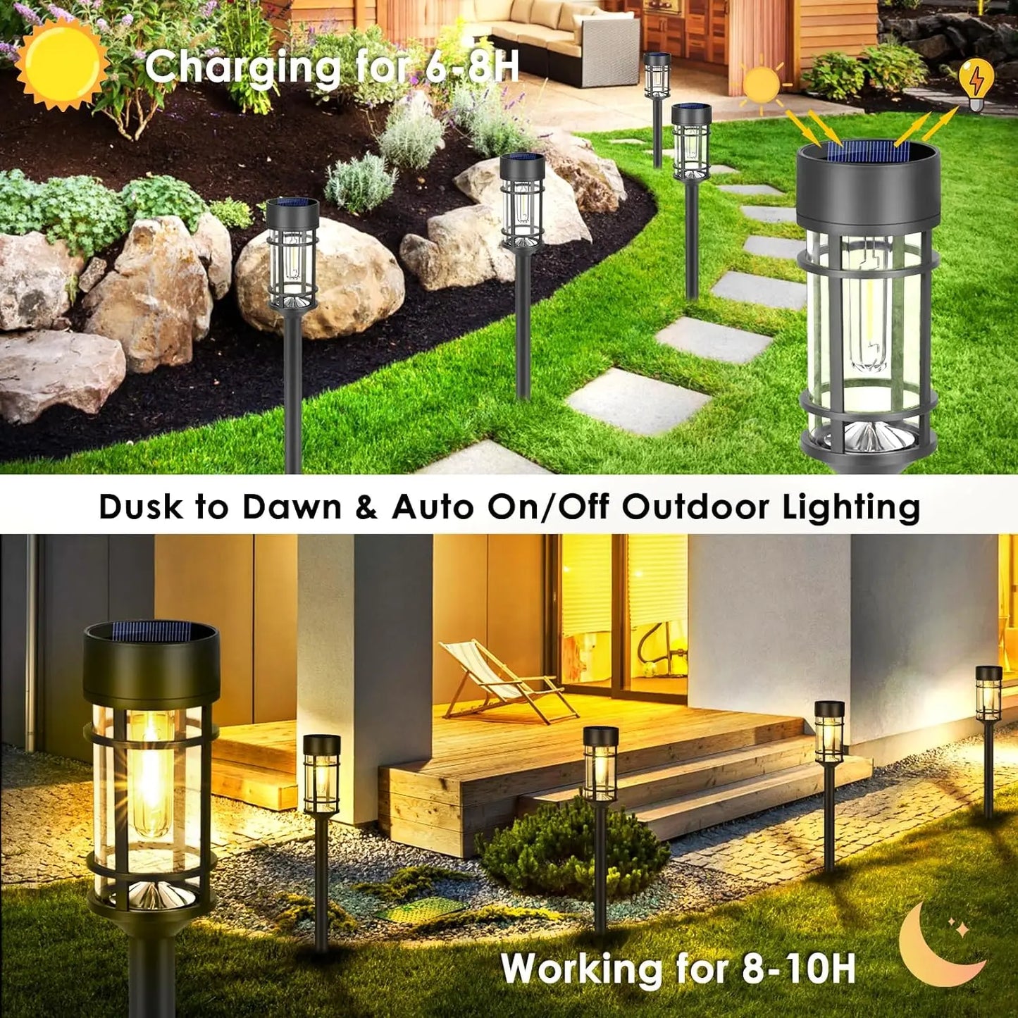 Solar Pathway Lights Outdoor Solar Pathway Garden Lamp Waterproof Landscape Lights Walkway Driveway Lawn Patio Garden Decor