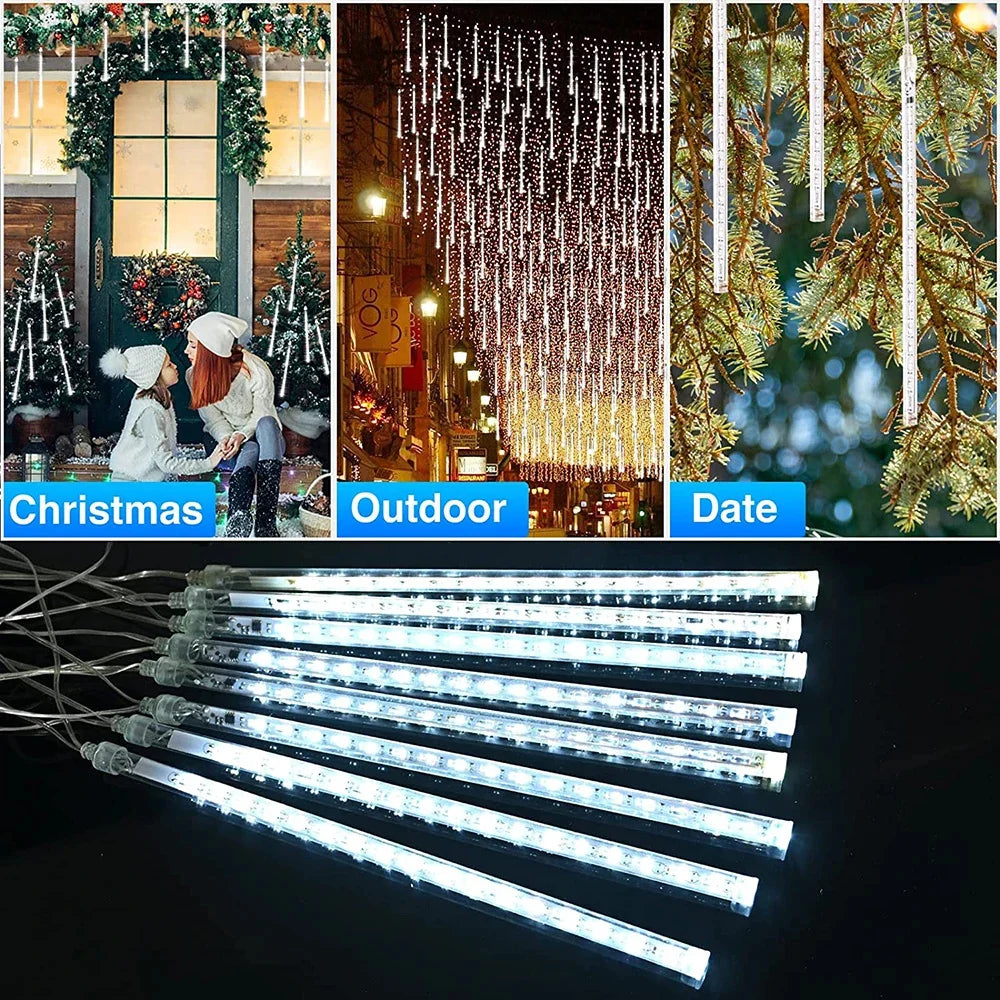 30/50cm Solar LED Meteor Shower Light Holiday String Light Waterproof Fairy Garden Decor Outdoor Led Street Garland Christmas