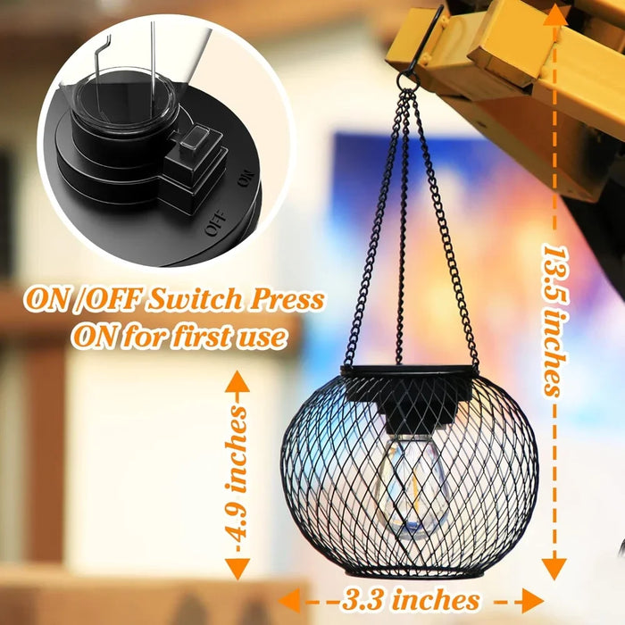 2 Pack Solar Powered Lanterns Automatic Lighting At Night with Hang Hook Design Waterproof Durable Decorative Lamp for Outdoor