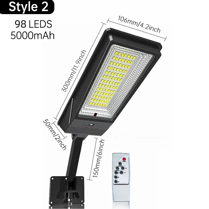 LED Solar Light With Remote 3 Working Mode Solar Street Light Super Bright Outdoor Garden Waterproof Motion Sensor Solar Lamp