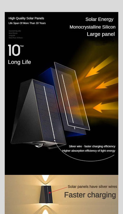 Solar Wall Lights Outdoor Garden Lighting External Solar Powered Led Outdoor Lamp Wall Sconces Yard and Garden Decors Decoration