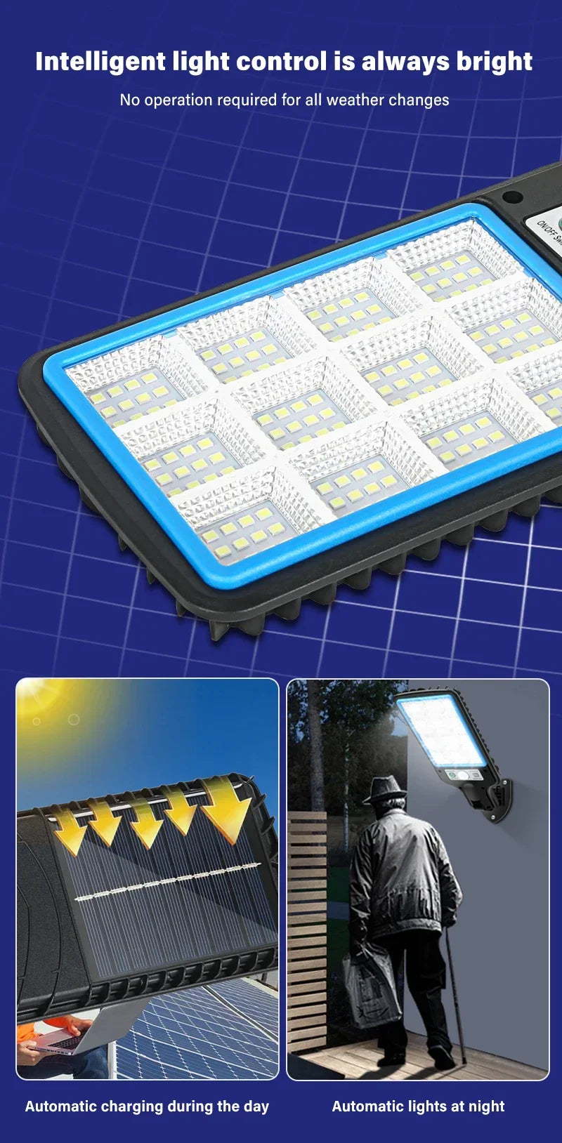 LED Solar Street Lights Outdoor 1-4 Pack Solar Lamp with 3 Light Mode Waterproof Motion Sensor Security Lighting for Garden
