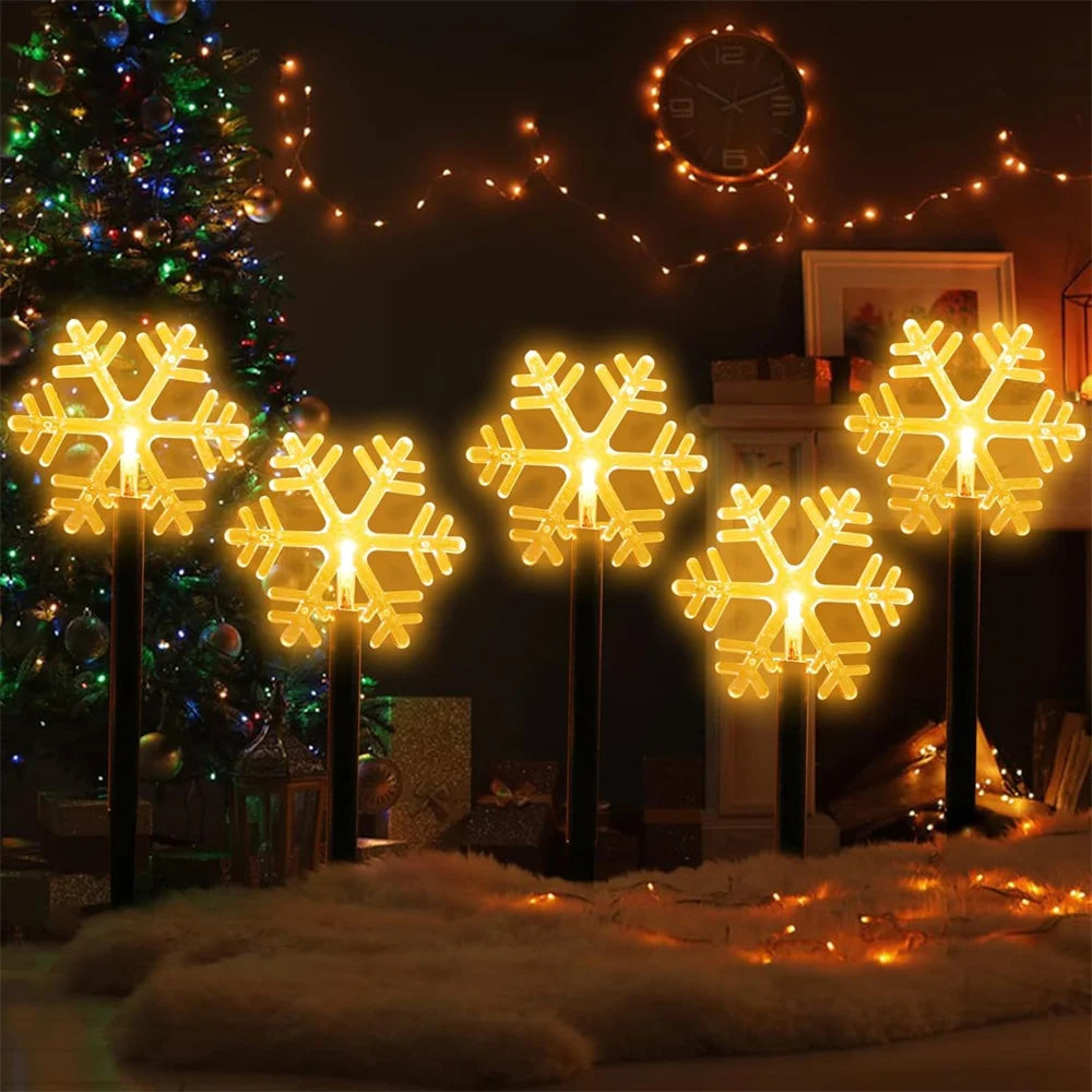 Solar Christmas Pathway Lights 5 Pack Solar Christmas Decor Star LED Lights Outdoor Waterproof Stake Lights Garden Walkway 731