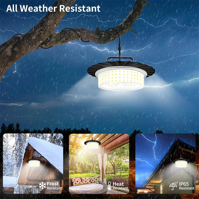 Solar Shed Light Indoor Outdoor, 244LED Pendant Light, Motion Sensor Solar Indoor Light With Remote Control for Home Yard Garage