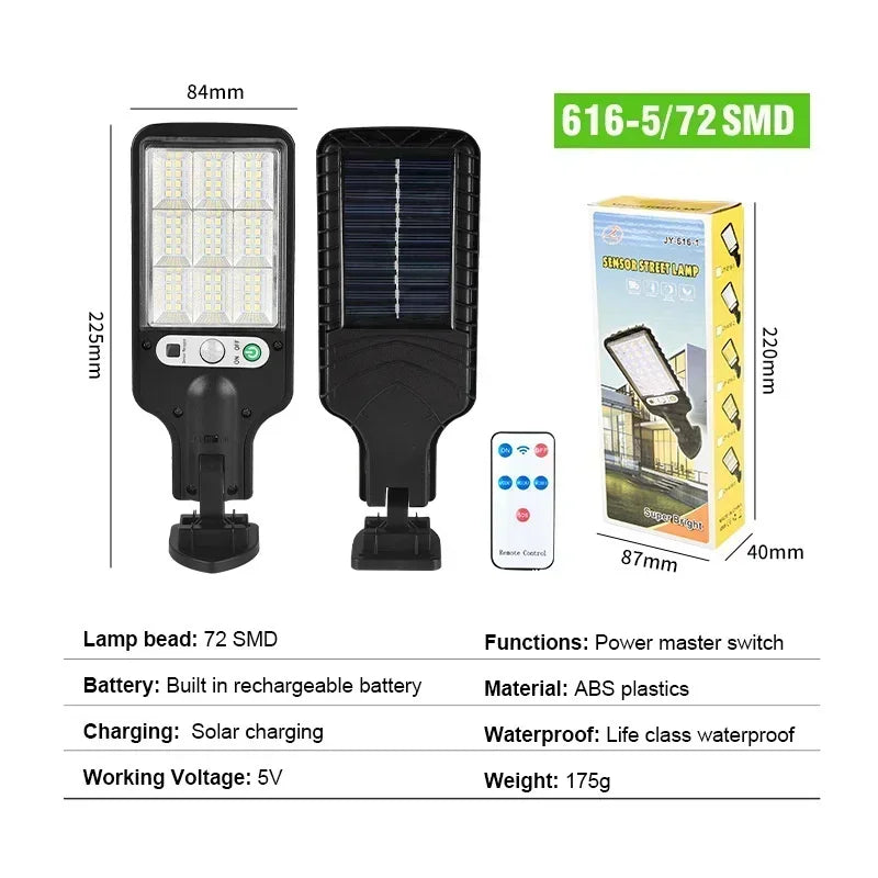 Solar Street Lights Outdoor 108COB LED Solar Wall Lamp With 3 Lighting Mode Motion Sensor Security for Garden Patio Path Yard