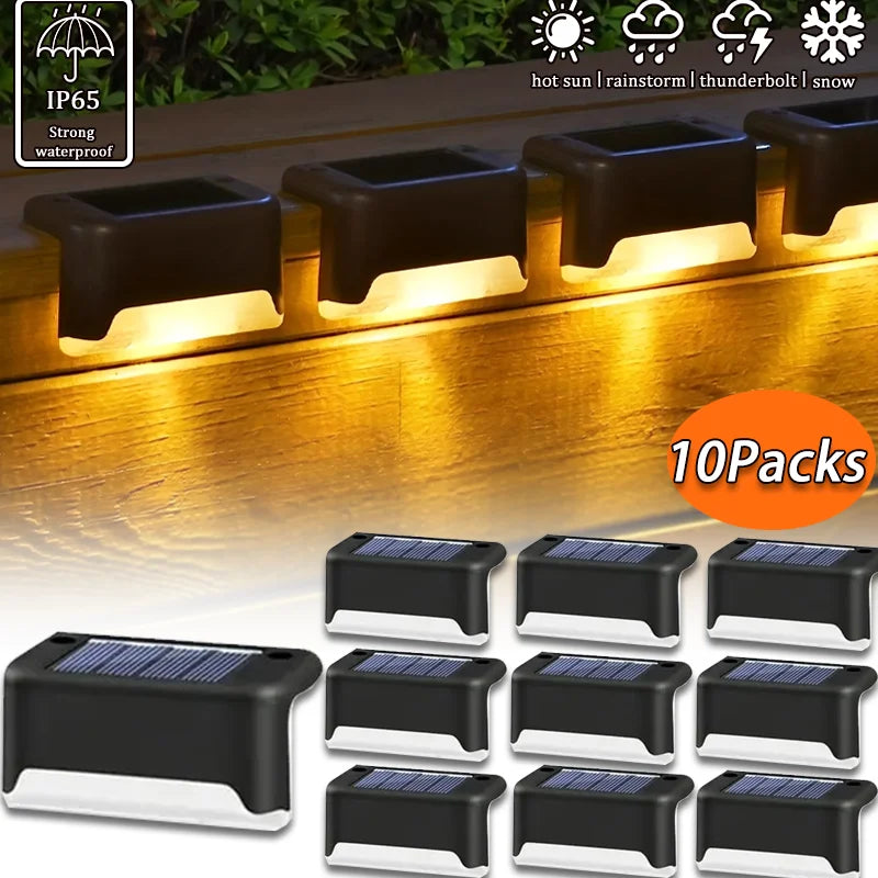 Solar Deck Lights Outdoor Waterproof LED Fence Lights Garden Step Lamp for Patio Stairs Railing Pathway Step Solar Lamp