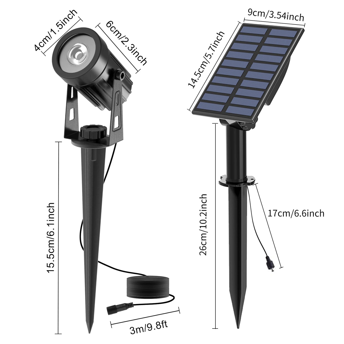 3000K/6000K Solar LED Light Outdoor Solar Spotlight Solar Garden Light Outdoor IP65 Waterproof Solar Power Light Wall Light