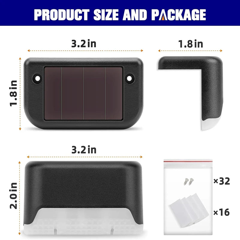 Solar Deck Lights for Outdoor, Waterproof Solar LED Lights for Deck, Step, Railing, Wall, Patio, Garden,Yard Cool (Warm)White