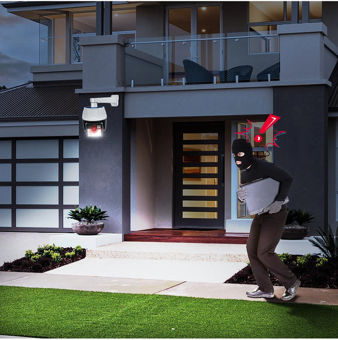 Solar Powered Fake Security Camera Shape Solar Light with PIR Motion Sensor Detection Lights for Outdoor Home Office Shop Garage