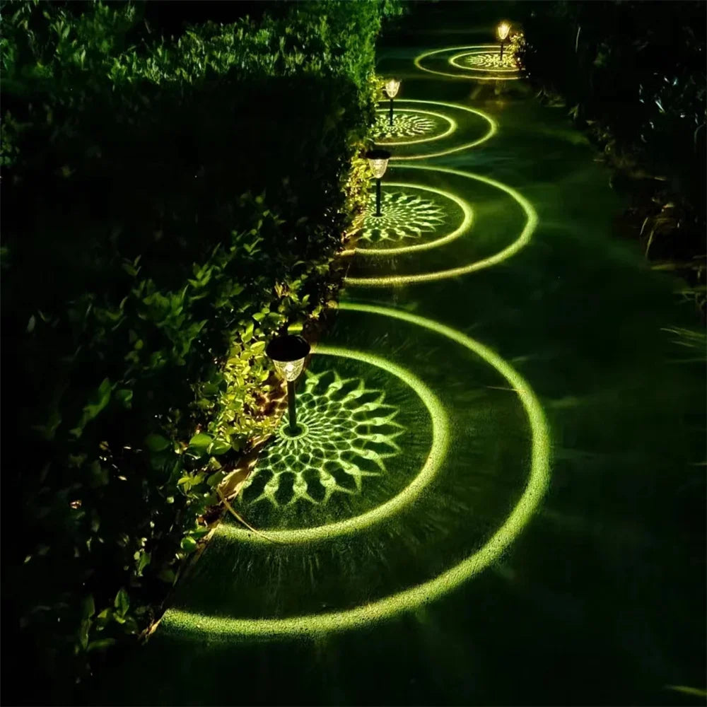 1-4Pack Solar Pathway Lights Outdoor Waterproof Round Circel Pattern On The Ground Light The Way for Yard Garden Path Walkway
