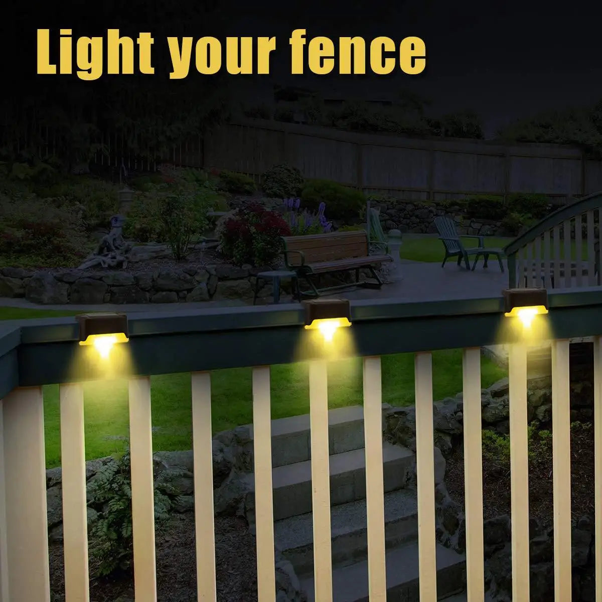 Solar Deck Lights 1-12 Pack Outdoor Step Lights Waterproof Led Solar Lights for Railing Stairs Step Fence Yard Patio and Pathway