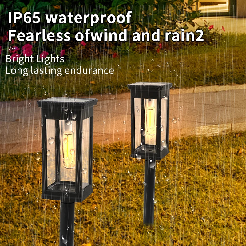 Retro Solar Pathway Warm Lights Outdoor Waterproof Solar Powered Garden for Walkway Yard Backyard Landscape Lighting Decorative