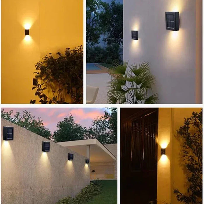 Christmas10/8/6/4LED Solar Wall Lamp Outdoor Waterproof Up and Down Luminous Lighting for Garden Fence Decoration Sunlight Light