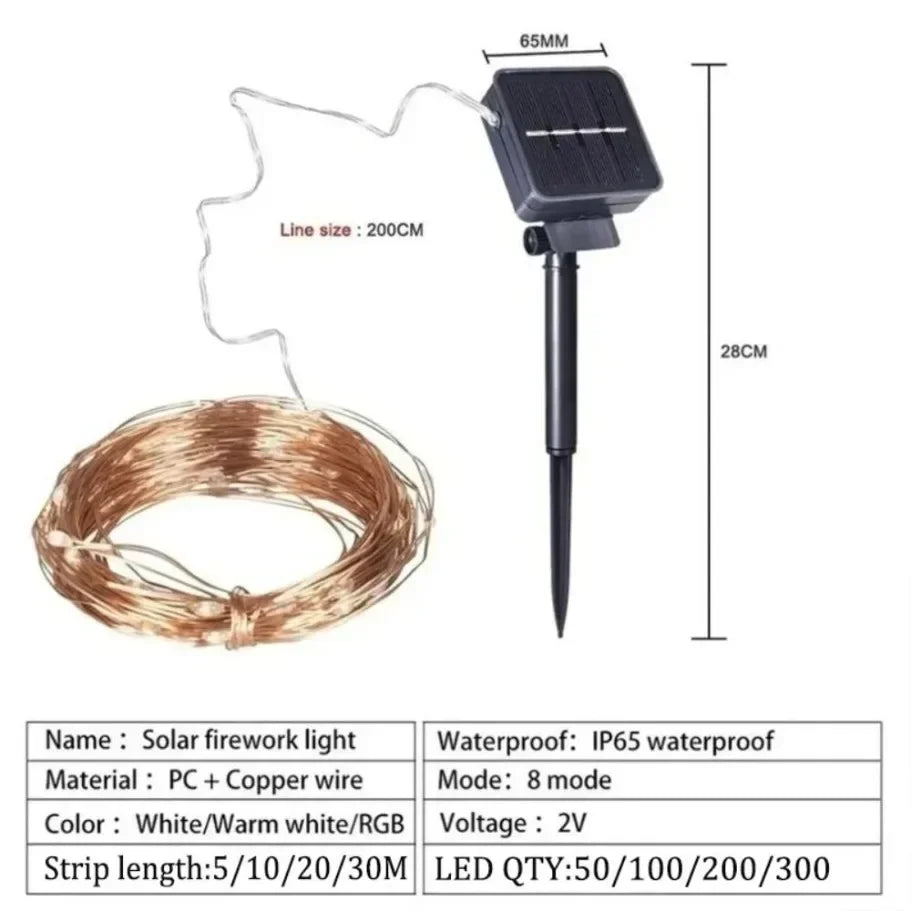 32/22M Solar String Lights Outdoor Waterproof Fairy Garland Lights 300LED 8 Modes Christmas Party Garden Patio Wedding Decor