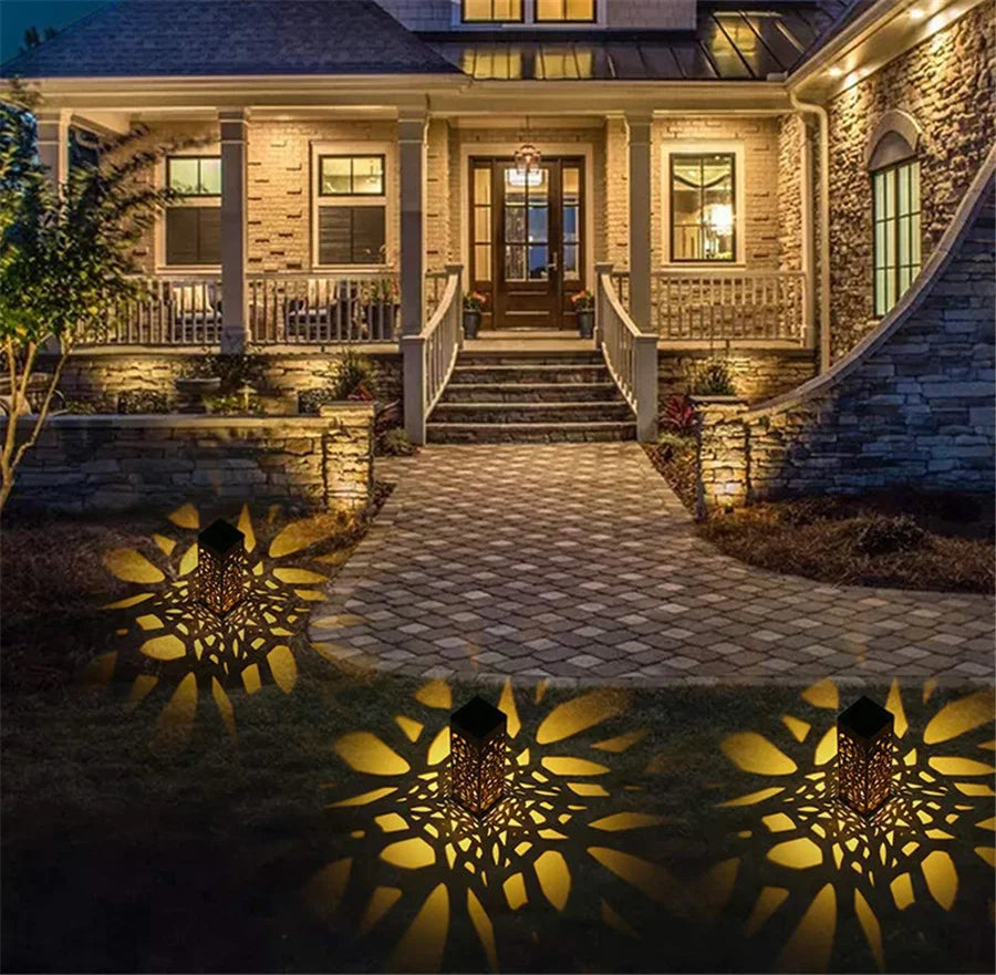 New 2/4/6pcs Solar Garden Light Waterproof Hollowing Out Patio Pathway Lawn Landscape Lamps Home Decoration Outdoor Solar Lights