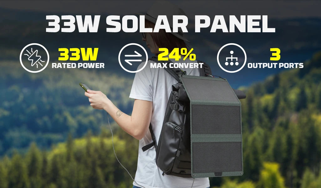 POWERWIN PWS30 33W Local Stock Foldable Solar Panel Type-C USB IP65 Water Soft ETFE for Fast Charge Mobile Devices