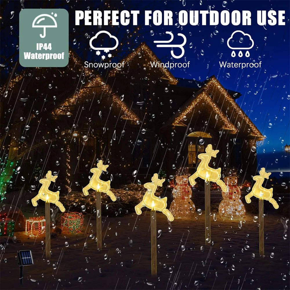 Solar Christmas Pathway Lights 5 Pack Solar Christmas Decor Star LED Lights Outdoor Waterproof Stake Lights Garden Walkway 731