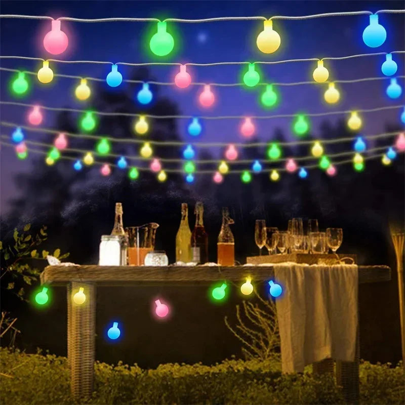 20/50/100LED Solar Outdoor String Lights Round Ball Solar Globe Lights for Garden Patio Holiday Party Christmas Decoration