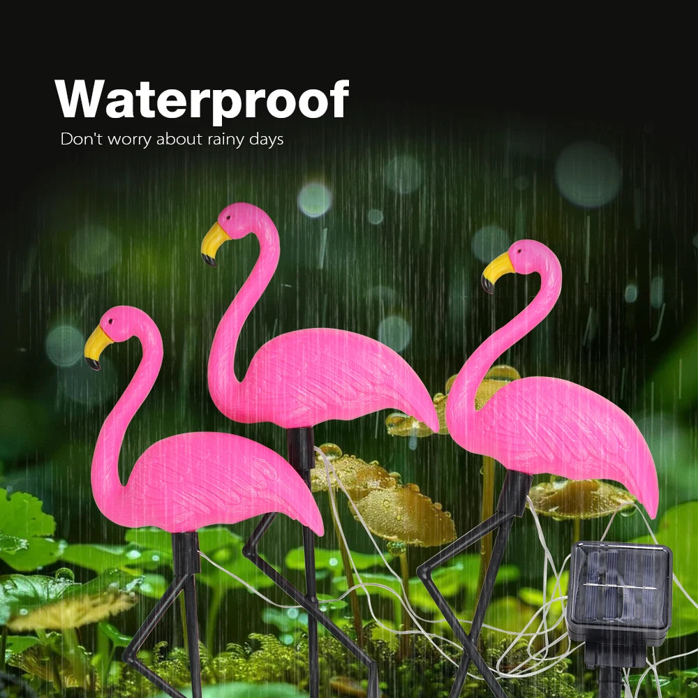 Solar Flamingo Light Outdoor Courtyard Decoration Garden Decor Stake Lights Waterproof LED Patio Walkway Light Lawn Lamp