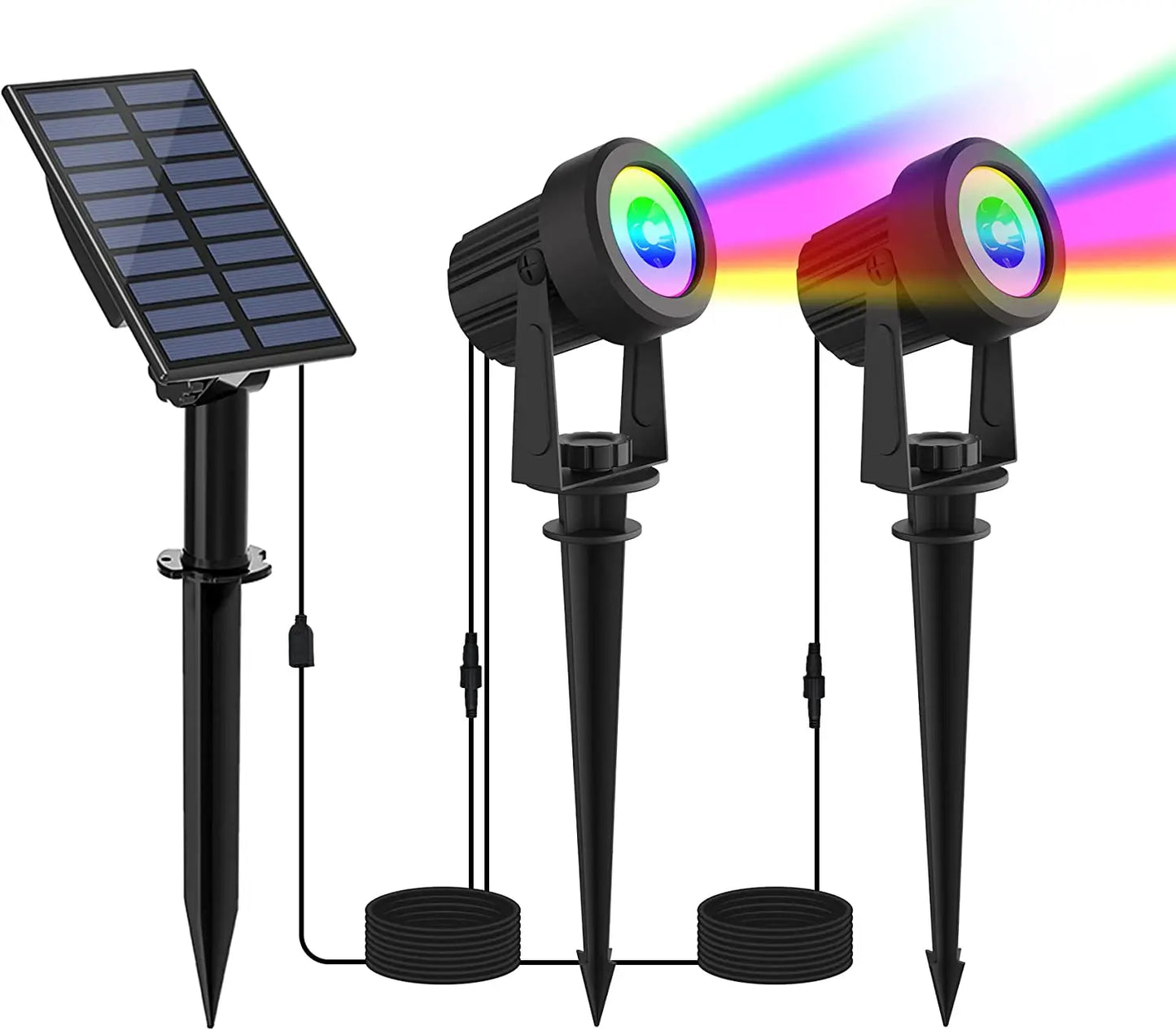 1/2/4/6 LEDS RGB Solar Spotlight IP65 Waterproof Color Changing Outdoor Garden Light For Landscape Tree Solar Street Wall Lamp