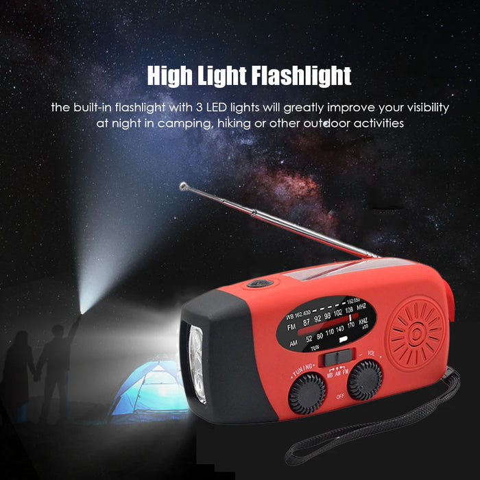 Hand Crank Solar Weather Radio 1200mAh AM/FM/NOAA Emergency Weather Radio Portable Power Bank with Solar Charging Battery 2024