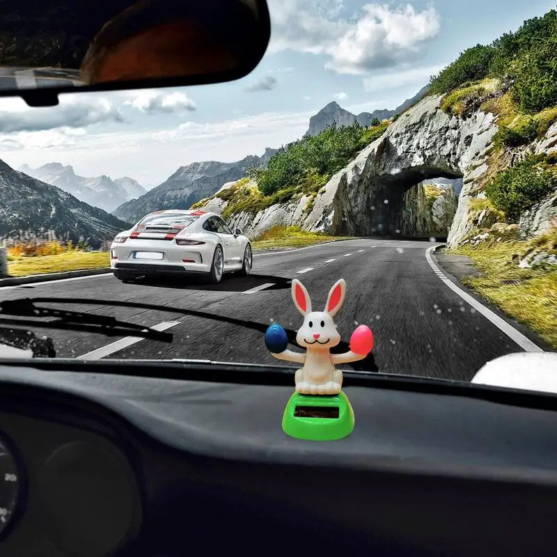 Solar Dancing toy Car Decoration Solar Energy Decoration Shaking Head Doll Cartoon rabbit Shape Decoration Home Ornaments