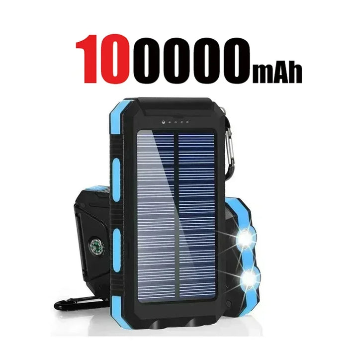 200000mAh Solar Power Bank Fast Charging Outdoor Large Capacity External Battery PowerBank Flashlight For iPhone Huawei Xiaomi