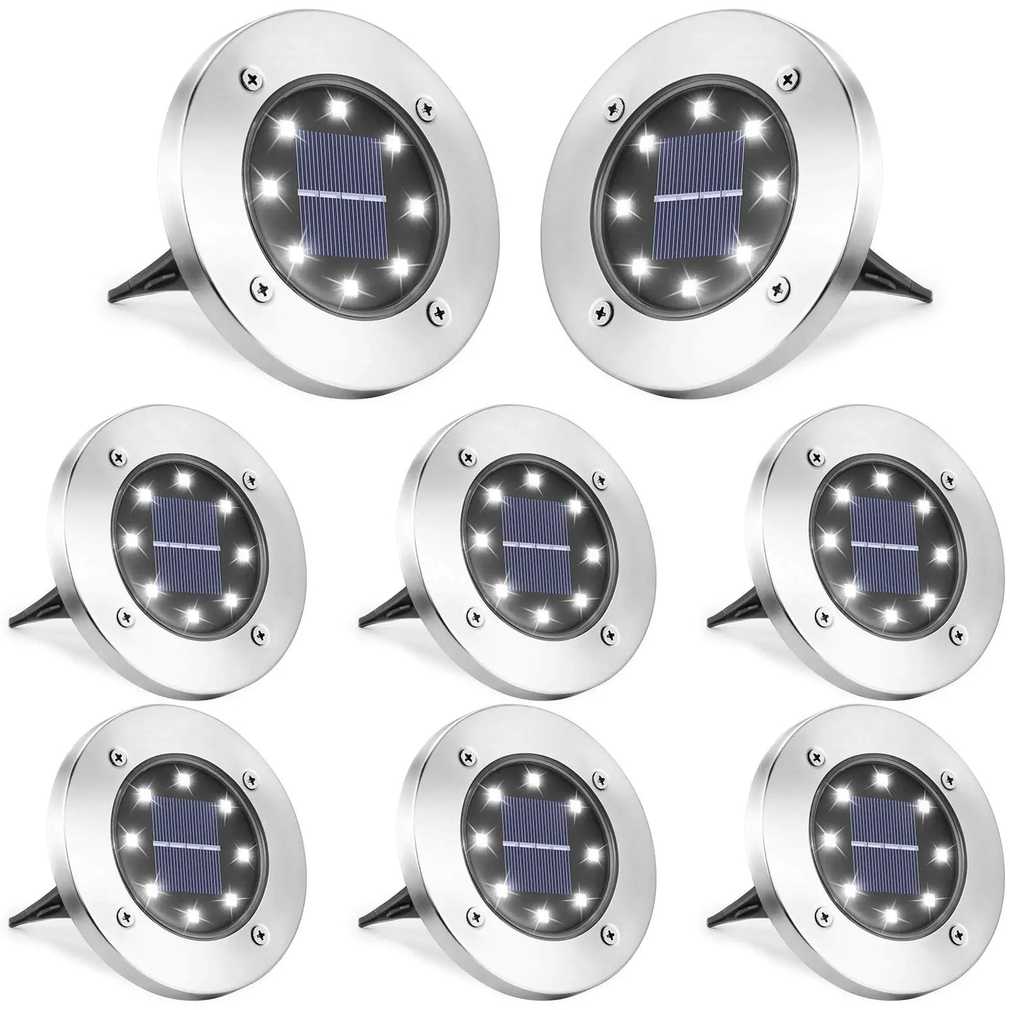 2-16 Pack Solar Ground Lights Outdoor 8 LED Waterproof Garden In-ground Pathway Landscape Lighting for Lawn Deck Patio Walkway