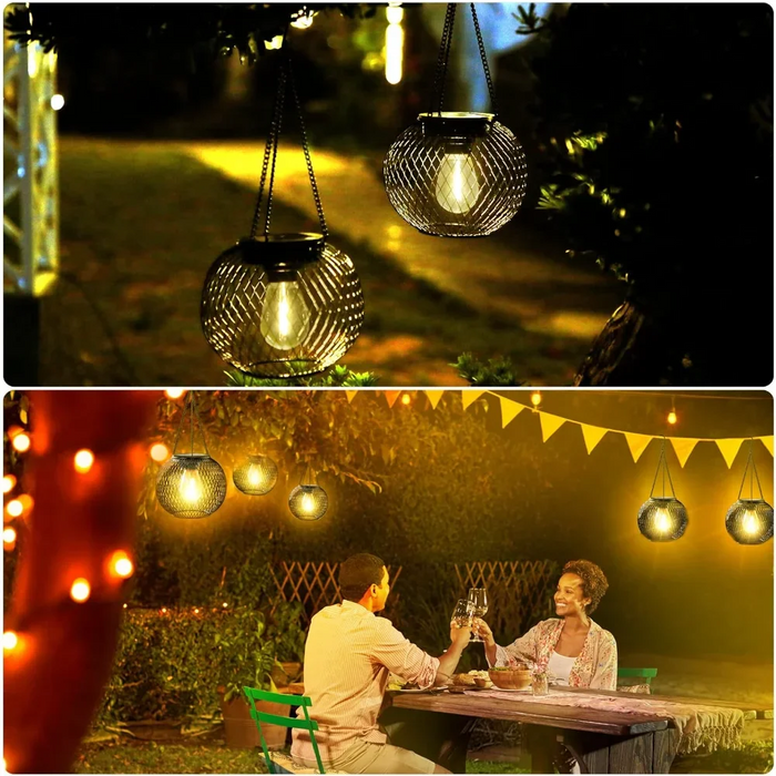2 Pack Solar Powered Lanterns Automatic Lighting At Night with Hang Hook Design Waterproof Durable Decorative Lamp for Outdoor