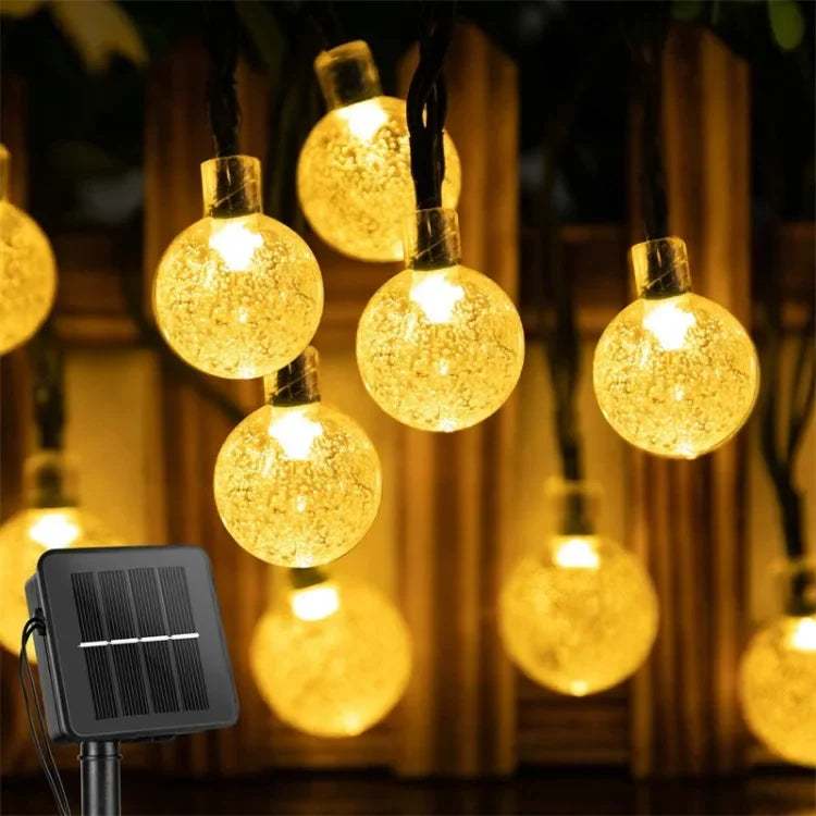 Solar String Lights Outdoor Solar Powered Light Led Crystal Globe Light With 8 Modes Waterproof for Garden Christmas Party Decor