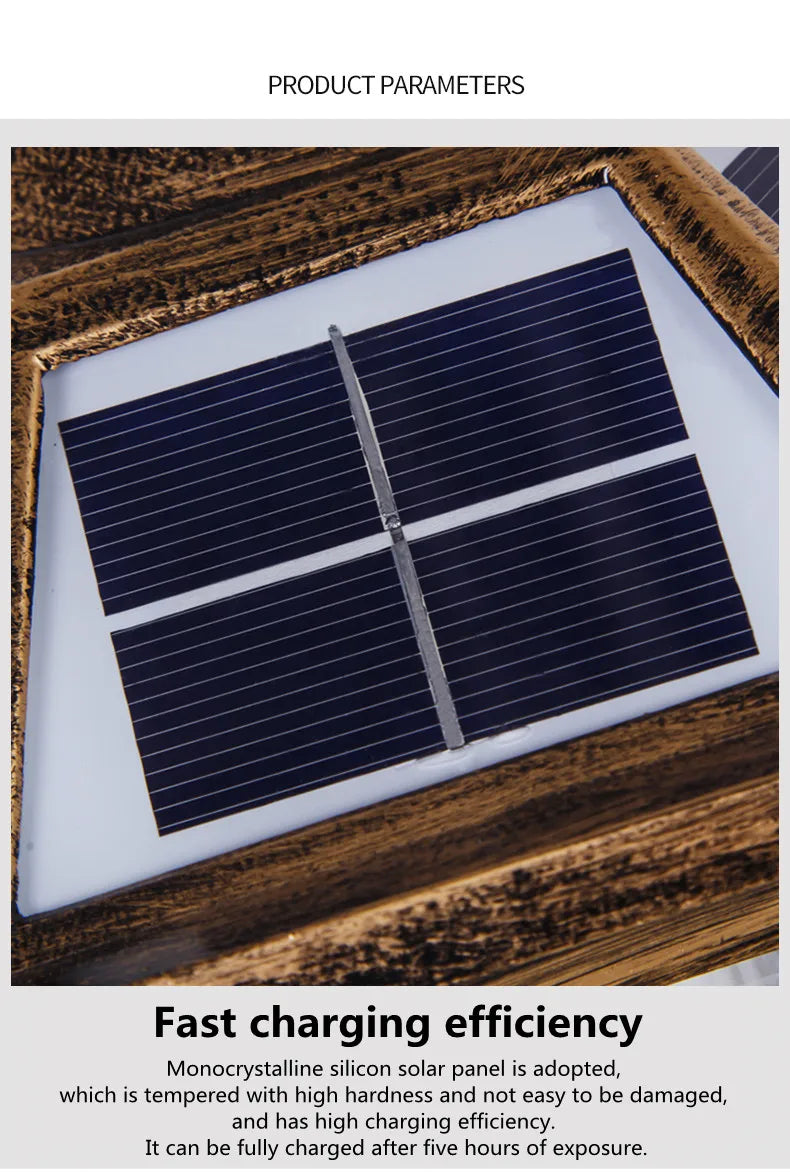 Villa Retro Column Lamps Solar Panel Spotlights LED Light Outdoor Pillar Solar Post Lamp For Patio Garden Decor IP55 Waterproof