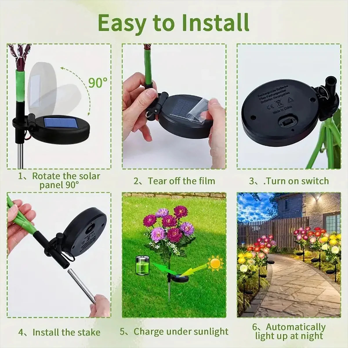 Solar snowdrop light, outdoor solar garden light for yard, garden, path, sidewalk, terrace, lawn decoration