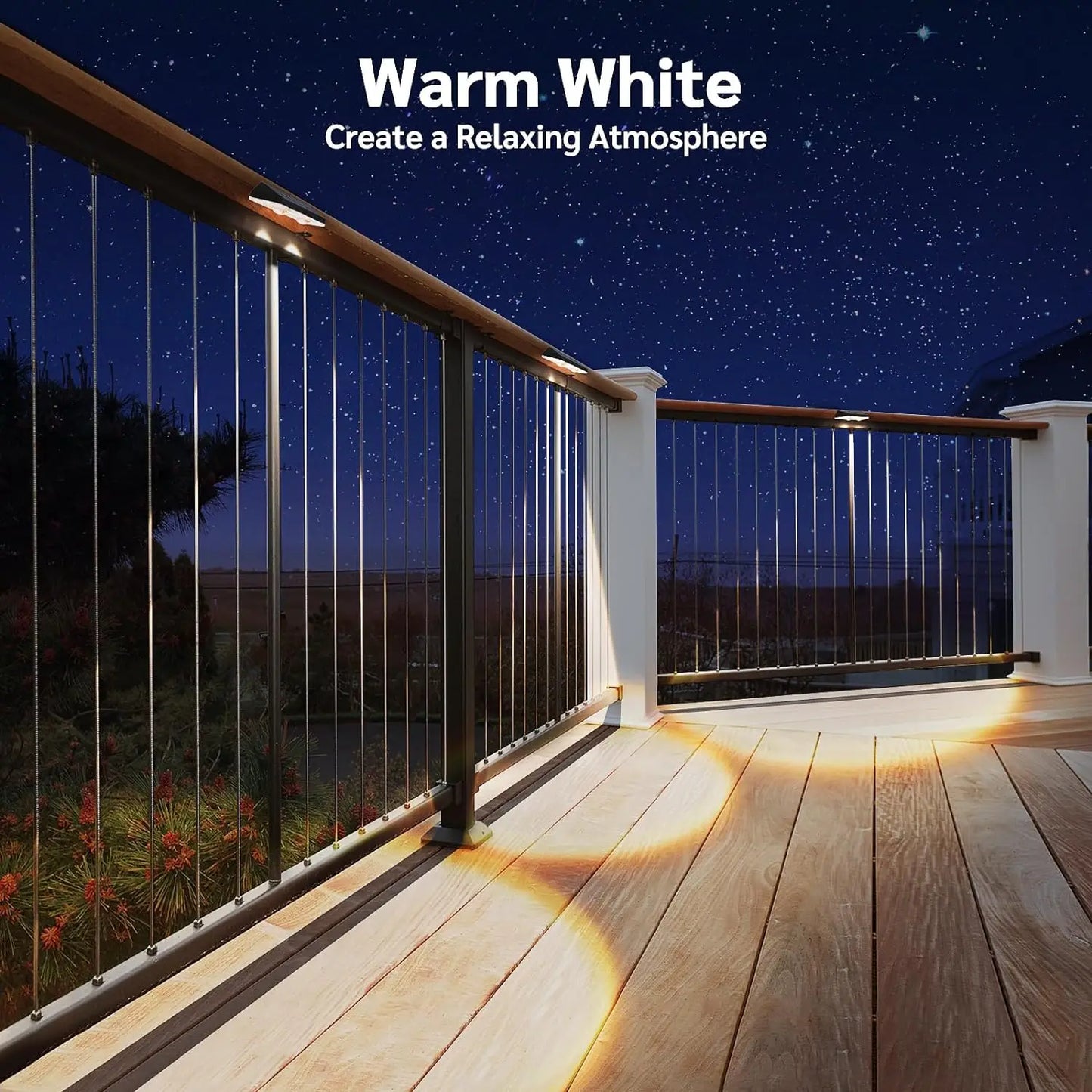 Super Bright 2PCS Solar Fence Lights RGB and Warm White LED Solar Step Lights Outdoor Wall Lights IP65 Waterproof Decor Lamp