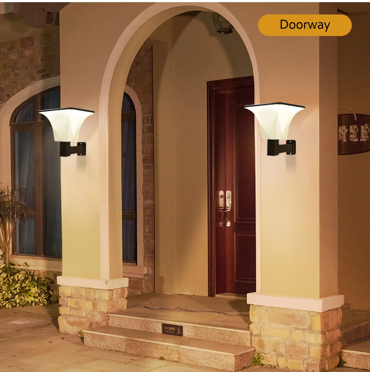 Solar Lights Outdoor 4 Modes Post Cap Wall Mounted Solar Lamp for Garden Yard Waterproof Solar Powered Pathway Lighting 80leds