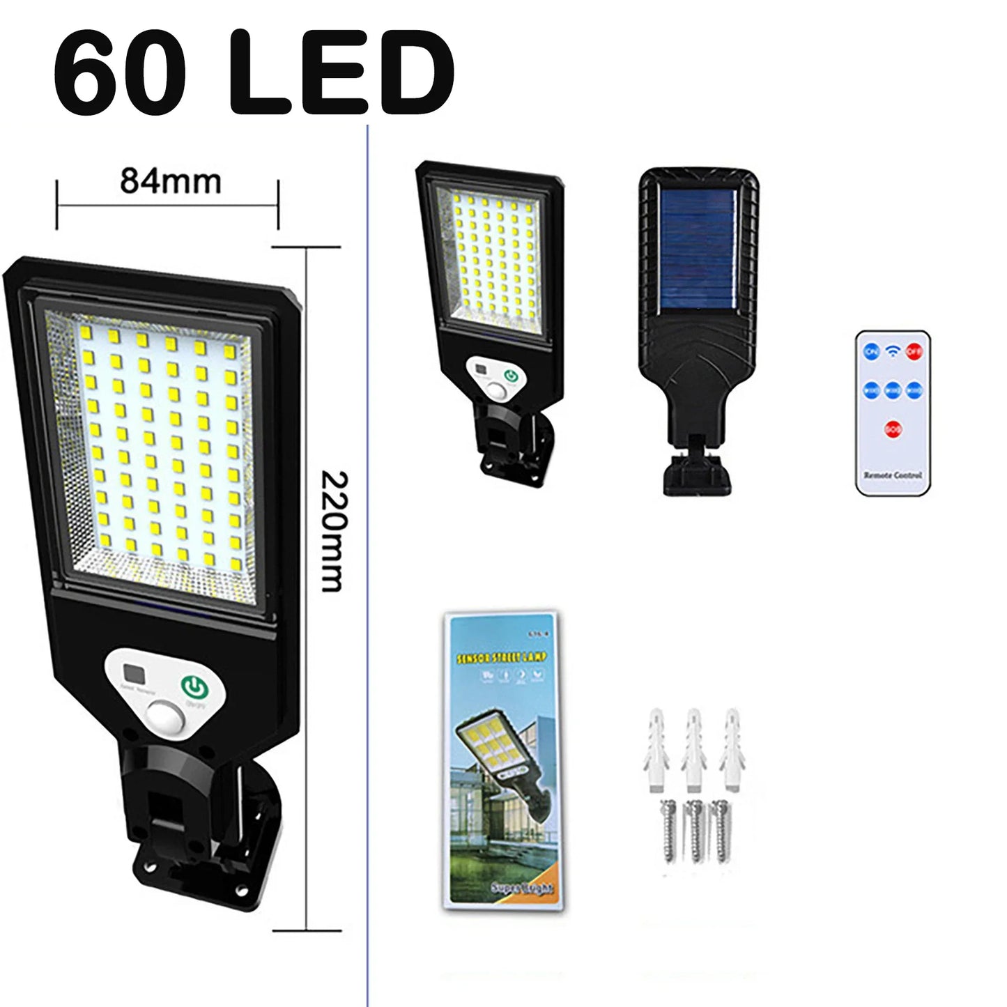 Solar Street Lights Outdoor Wireless Solar Security Wall Light Motion Sensor with 3 Lighting Modes for Porch Gutter Barn Garden