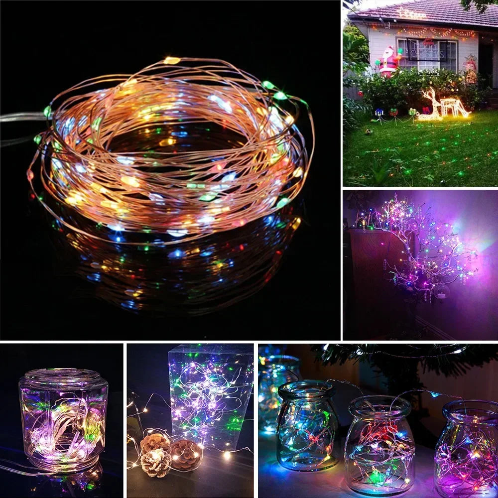 100 LED Solar Fairy Waterproof Copper Wire String Lights Christmas Party Garland Solar Power Lamp for Outdoor Garden Wedding