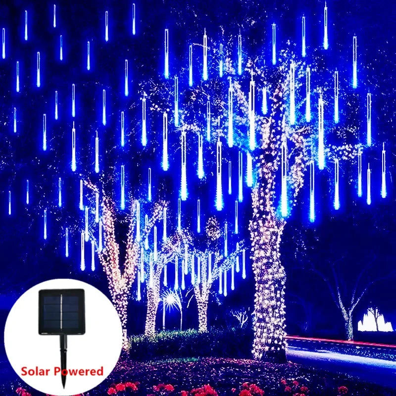 Solar LED String Lights 30CM Meteor Shower Fairy Garland Outdoor Garden Street Lamp Christmas Tree Decorations