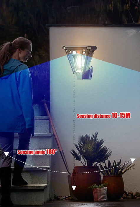 Solar Motion Sensor Light Outdoor LED Waterproof Lawn Street Garden Villa Porch Wall Mounted and Plug-in Dual-Purpose Camping