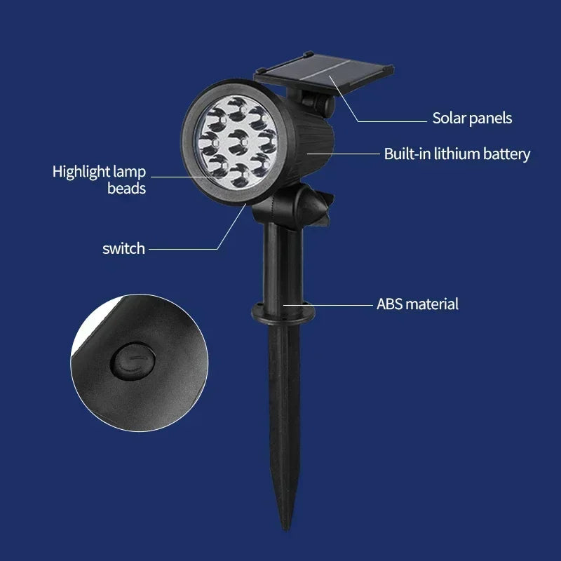 Solar Pathway Light Outdoor Waterproof Bright Monocrystalline Silicon Garden Decorate Light 9 LED Landscape Lamp for Yard Fenced