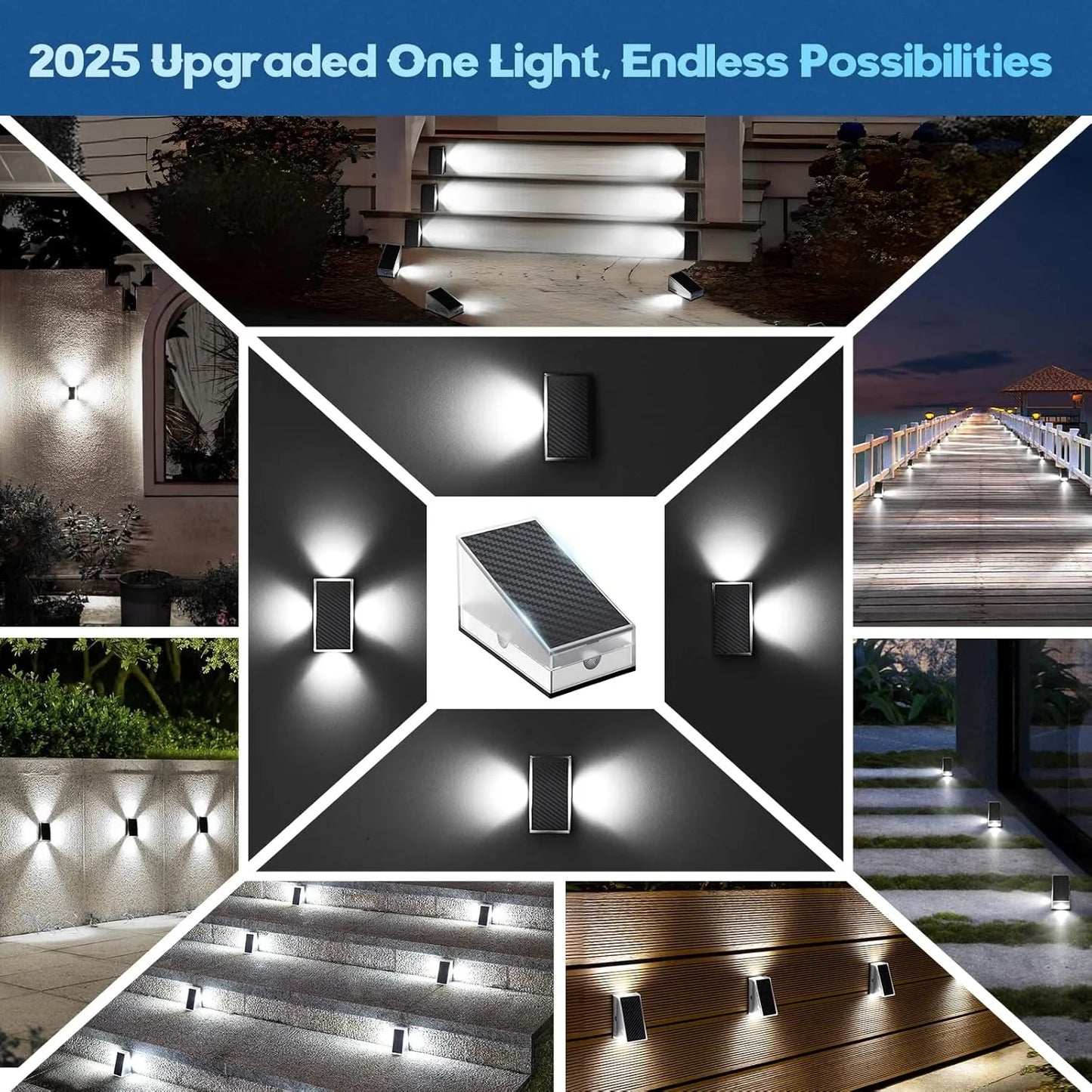 1/4/6 Packs Solar Lights Outdoor Deck & Wall Lights IP65 Waterproof LED Solar Fence Lights for Garden, Stairs, Patio, Yard, Pool