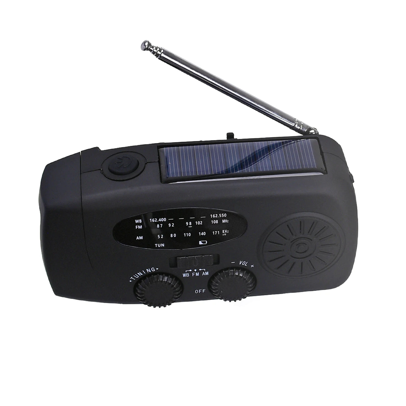 SOS Car Emergency Radio 2000mAh LED Light Large Capacity Hand Powered Solar Rechargeable Portable USB (FM/AM/NOAA) WB Radio