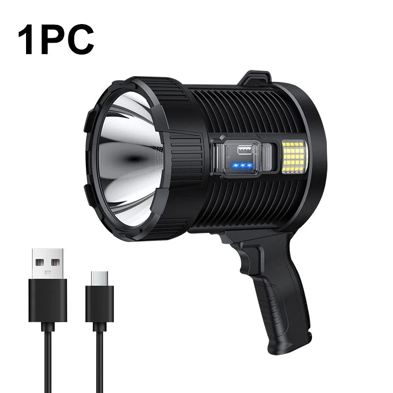 Rechargeable Spotlight 900000 Lumens Led Spot Lights Handheld Large Flashlight Super Bright Outdoor Solar Spotlights Searchlight