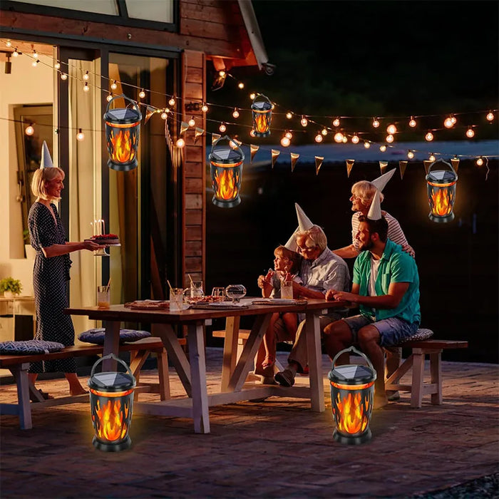 Hanging Solar Lanterns Lights Outdoor Flickering Flames Solar Landscape Light IP65 Waterproof for Courtyard Garden Camping Decor