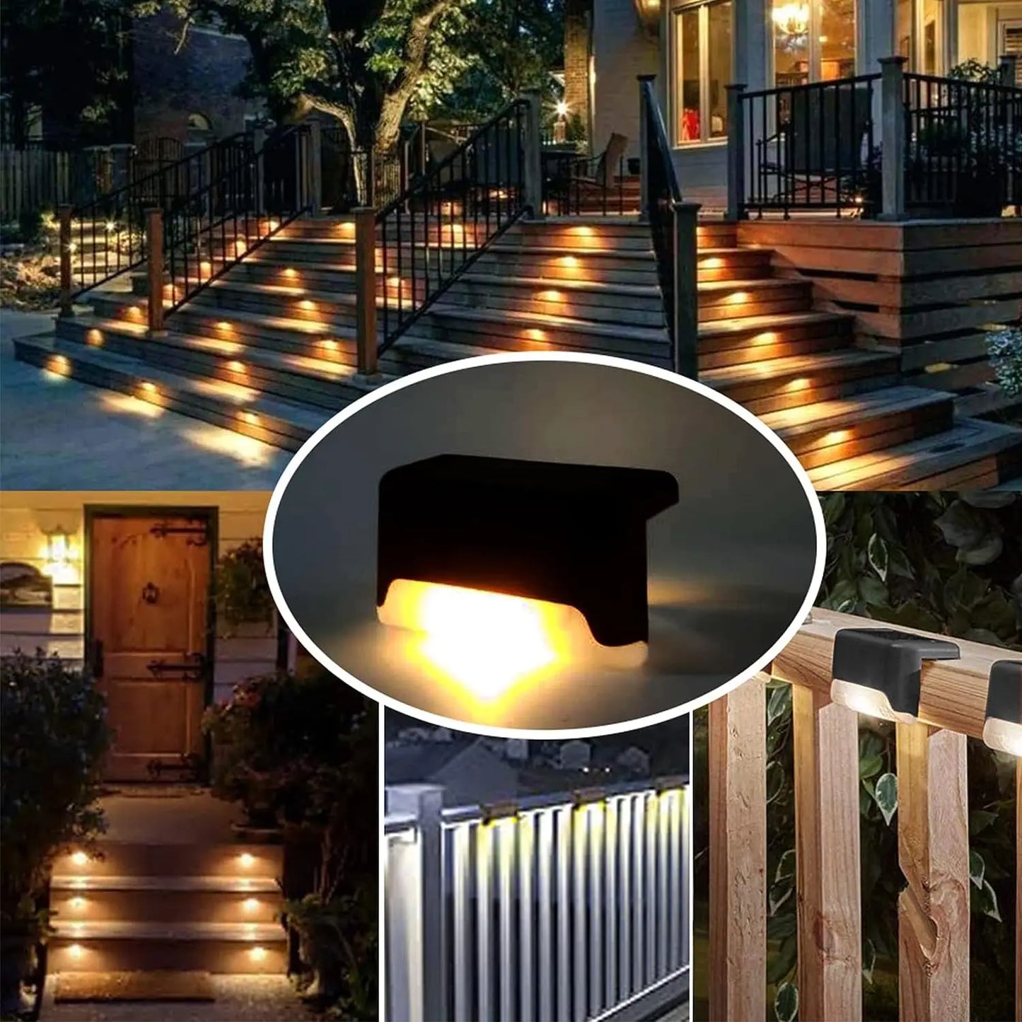 Solar Deck Lights 1-12 Pack Outdoor Step Lights Waterproof Led Solar Lights for Railing Stairs Step Fence Yard Patio and Pathway