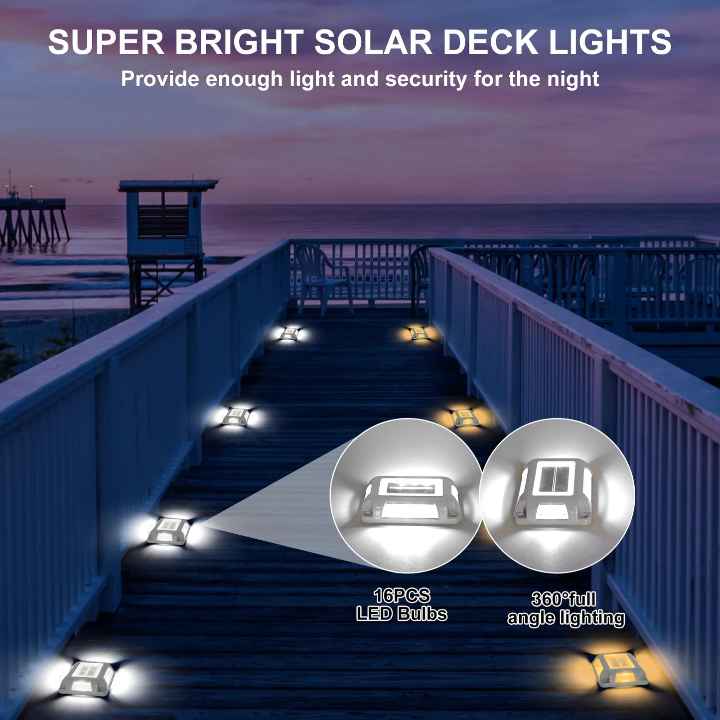 1pc 6LED Outdoor Deck Lights Solar Garden Step Lighting IP65 Waterproof For Stairs Patio Pathway Yard Fence Wall Lamp